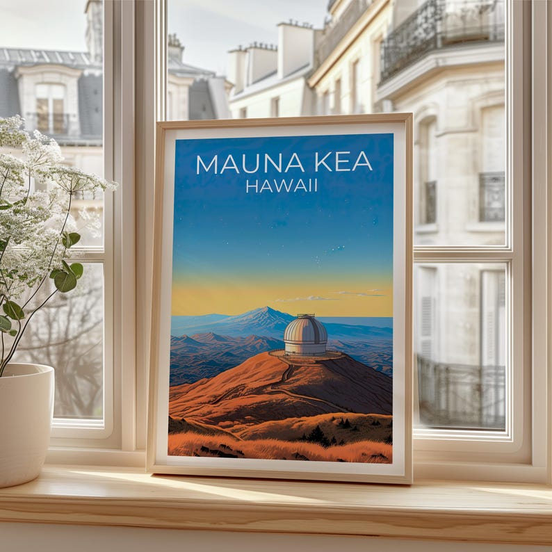 Mauna Kea Travel Print Hawaii Poster Volcano Wall Art Mountain Illustration Mauna Kea Poster Home Decor Birthday Gift
