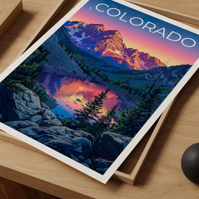 Colorado Poster, Colorado Print, Rocky Mountains Poster, Rockies Poster, Colorado Travel Poster, Mountain Art, Colorado Art