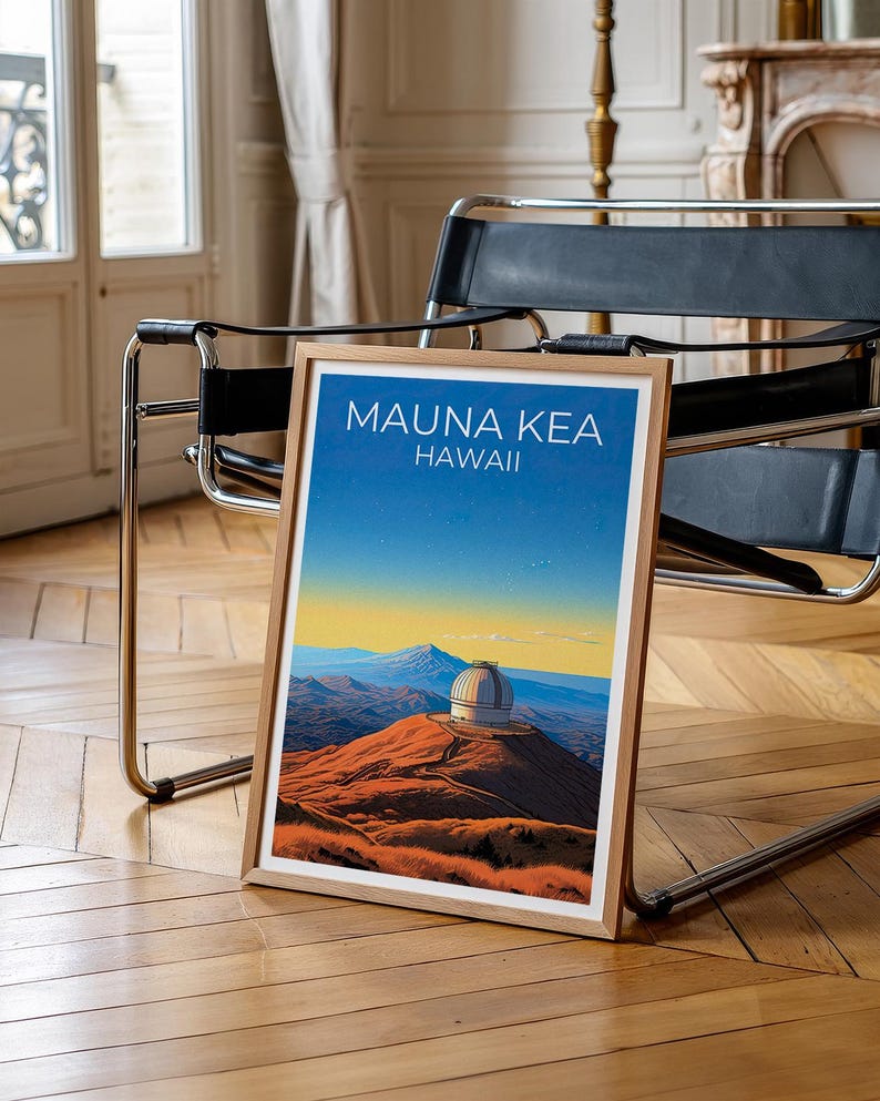 Mauna Kea Travel Print Hawaii Poster Volcano Wall Art Mountain Illustration Mauna Kea Poster Home Decor Birthday Gift
