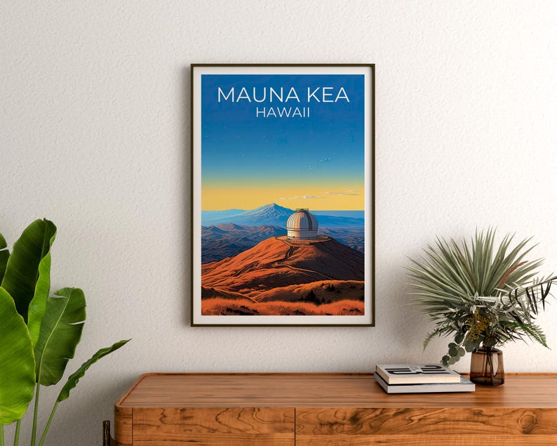 Mauna Kea Travel Print Hawaii Poster Volcano Wall Art Mountain Illustration Mauna Kea Poster Home Decor Birthday Gift