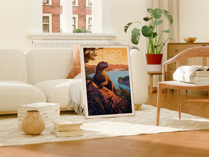 Komodo Travel Poster, Komodo Dragon Wall Art, Komodo Dragon Print, Komodo Poster, Komodo Island Poster, Komodo Dragon Print