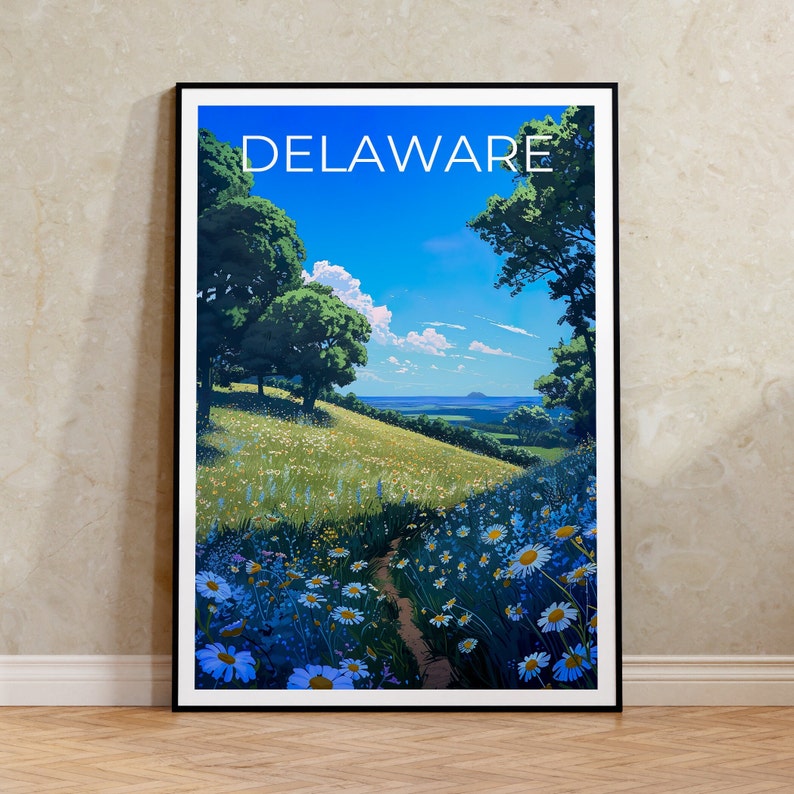 Delaware Reiseposter, Blumen Wandkunst, Blumendruck, Delaware Poster, Blumenposter, Naturposter, Delaware Art