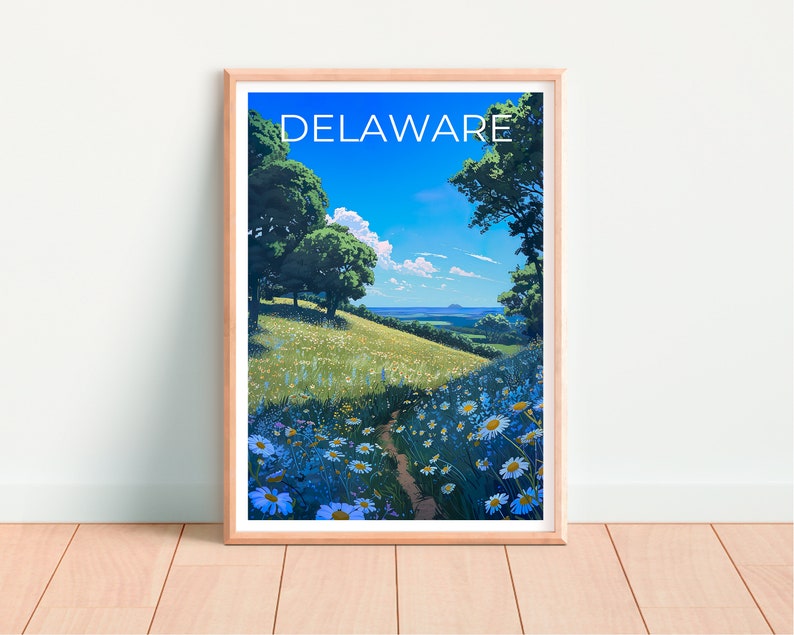 Affiche de voyage du Delaware, art mural floral, impression florale, affiche du Delaware, affiche florale, affiche nature, art du Delaware