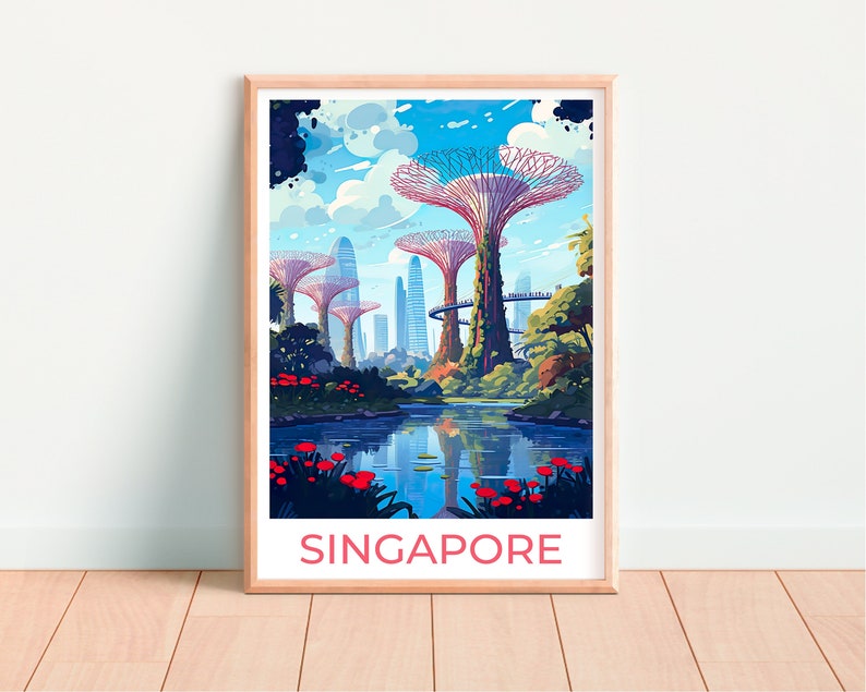 Singapore Travel Poster, Singapore Wall Art, Gardens by the Bay Print, Singapore Poster, Poster Art, Wall Decor, Supertree Grove