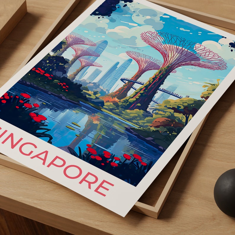 Singapore Travel Poster, Singapore Wall Art, Gardens by the Bay Print, Singapore Poster, Poster Art, Wall Decor, Supertree Grove