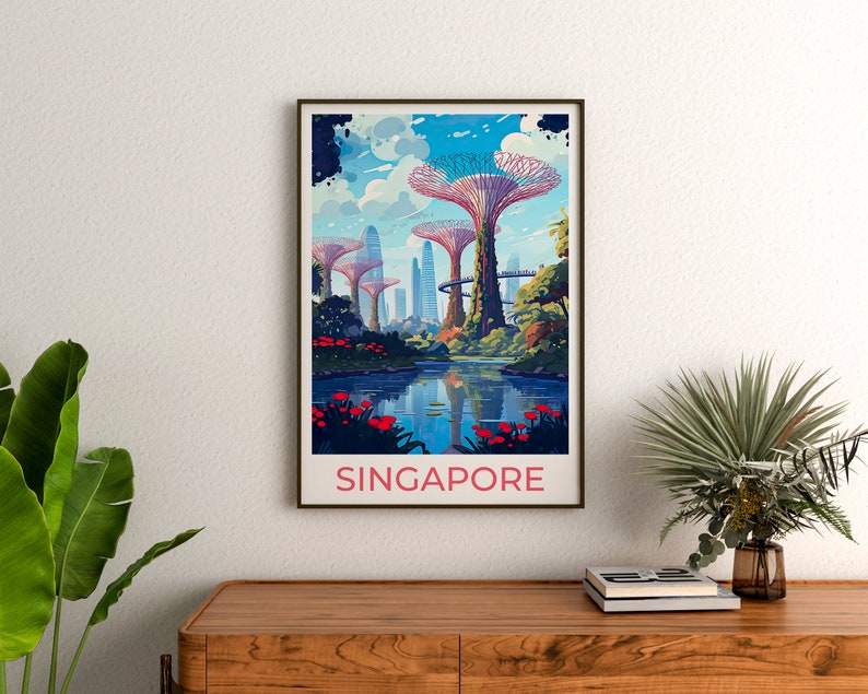 Singapore Travel Poster, Singapore Wall Art, Gardens by the Bay Print, Singapore Poster, Poster Art, Wall Decor, Supertree Grove