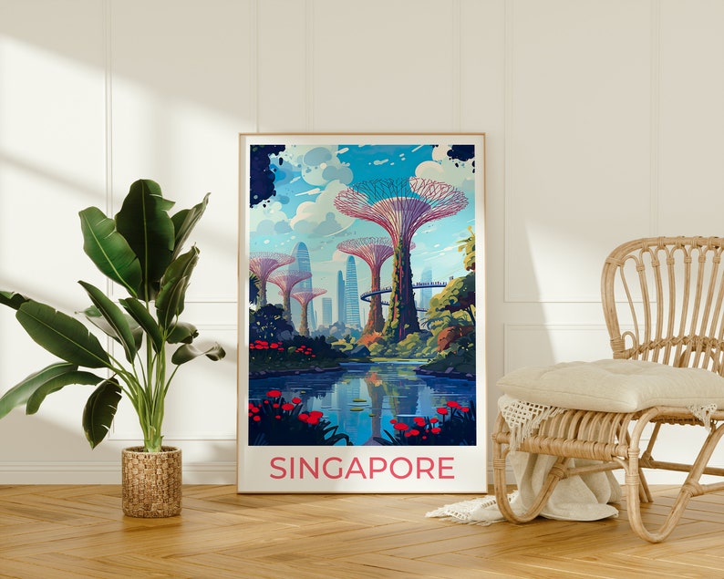 Singapore Travel Poster, Singapore Wall Art, Gardens by the Bay Print, Singapore Poster, Poster Art, Wall Decor, Supertree Grove