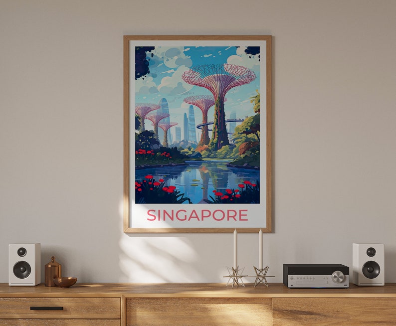 Singapore Travel Poster, Singapore Wall Art, Gardens by the Bay Print, Singapore Poster, Poster Art, Wall Decor, Supertree Grove