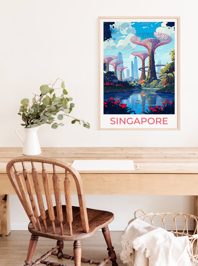 Singapore Travel Poster, Singapore Wall Art, Gardens by the Bay Print, Singapore Poster, Poster Art, Wall Decor, Supertree Grove