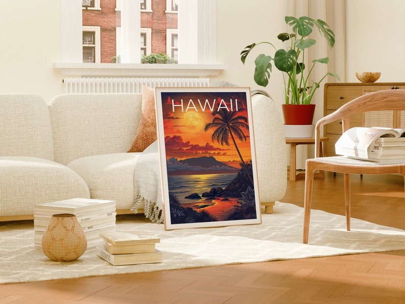 Hawaii Poster, Hawaii Print, Tropical Poster, Tropical Island Print, Hawaii Travel Poster, Hawaii Beach Poster