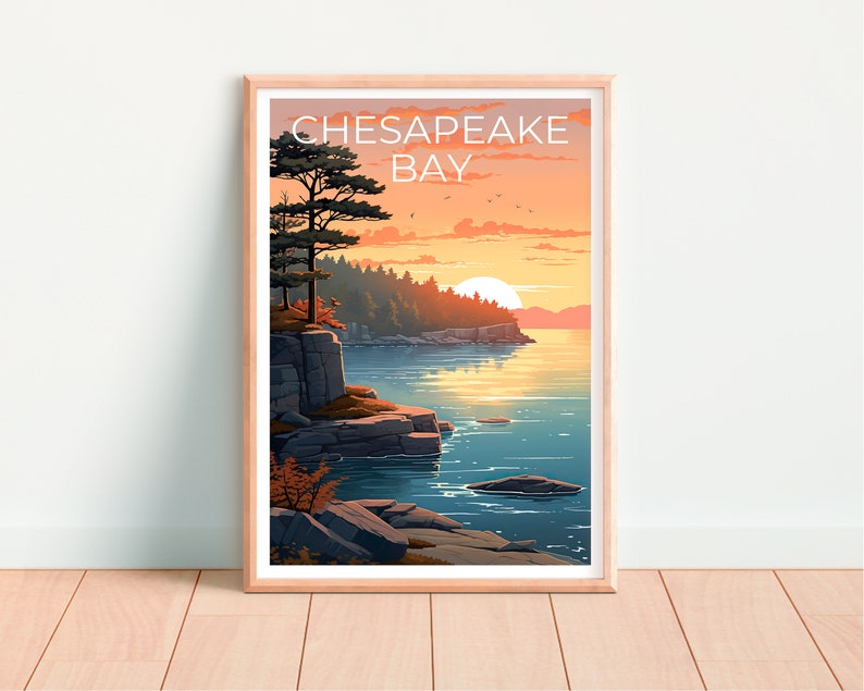 Chesapeake Bay Travel Poster, Virginia Wall Art, Delaware Print, Chesapeake Bay Poster, Maryland Poster, Chesapeake Bay Art