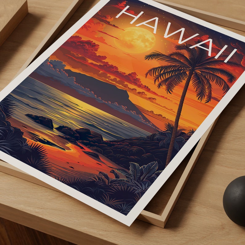 Hawaii Poster, Hawaii Print, Tropical Poster, Tropical Island Print, Hawaii Travel Poster, Hawaii Beach Poster