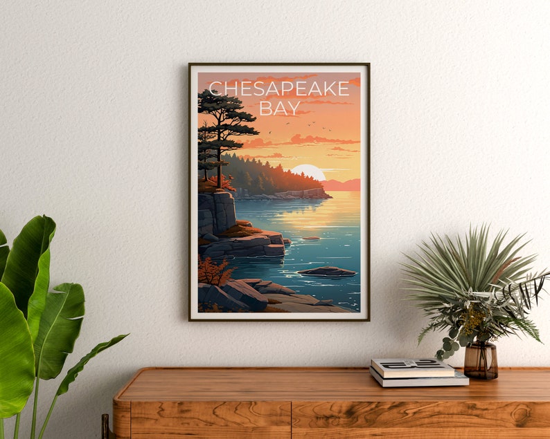 Chesapeake Bay Travel Poster, Virginia Wall Art, Delaware Print, Chesapeake Bay Poster, Maryland Poster, Chesapeake Bay Art