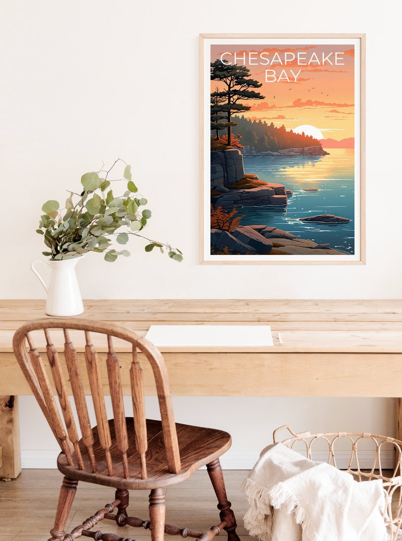 Chesapeake Bay Travel Poster, Virginia Wall Art, Delaware Print, Chesapeake Bay Poster, Maryland Poster, Chesapeake Bay Art