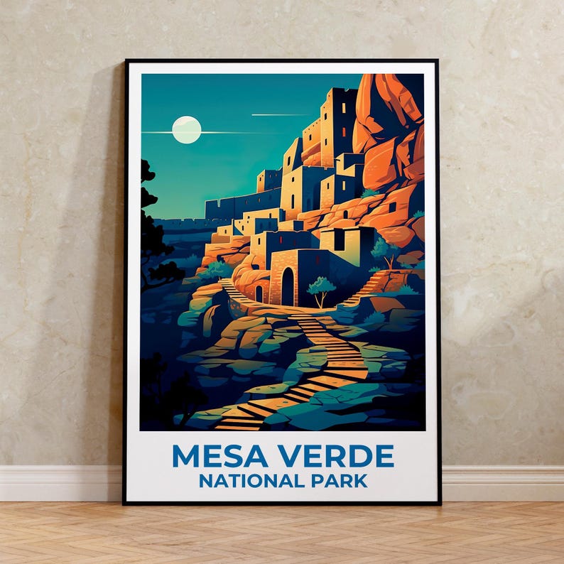 Mesa Verde National Park Travel Print Colorado Poster Cliff Dwelling Wall Art Mesa Verde Landscape Poster Home Decor Birthday Gift
