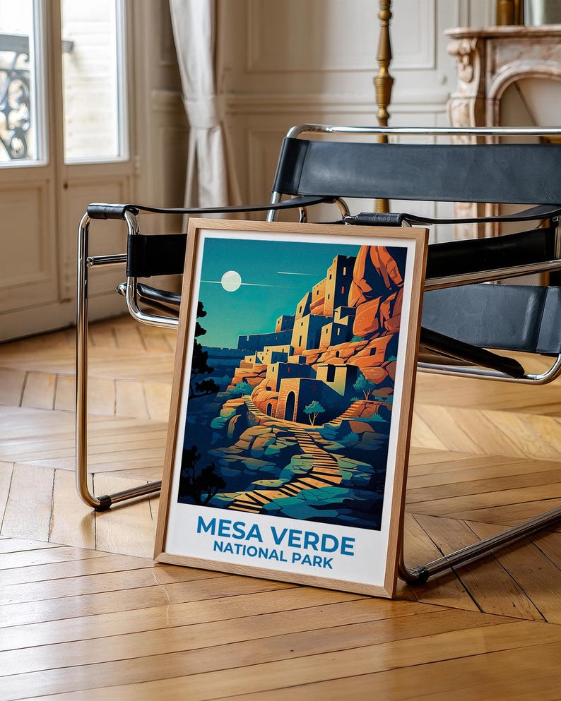 Mesa Verde National Park Travel Print Colorado Poster Cliff Dwelling Wall Art Mesa Verde Landscape Poster Home Decor Birthday Gift