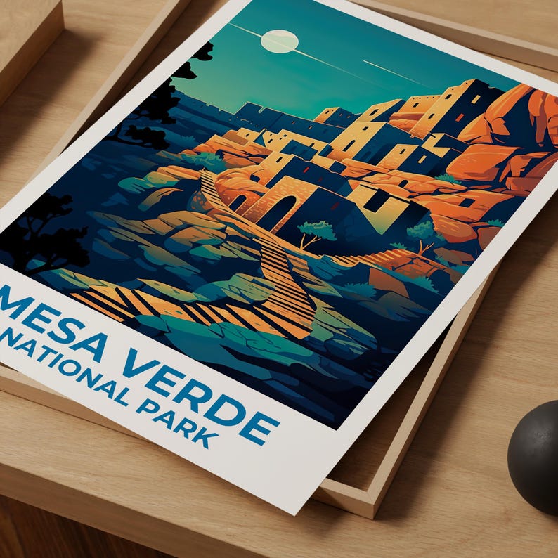 Mesa Verde National Park Travel Print Colorado Poster Cliff Dwelling Wall Art Mesa Verde Landscape Poster Home Decor Birthday Gift