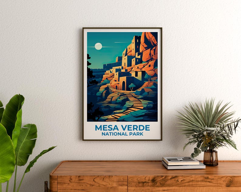 Mesa Verde National Park Travel Print Colorado Poster Cliff Dwelling Wall Art Mesa Verde Landscape Poster Home Decor Birthday Gift