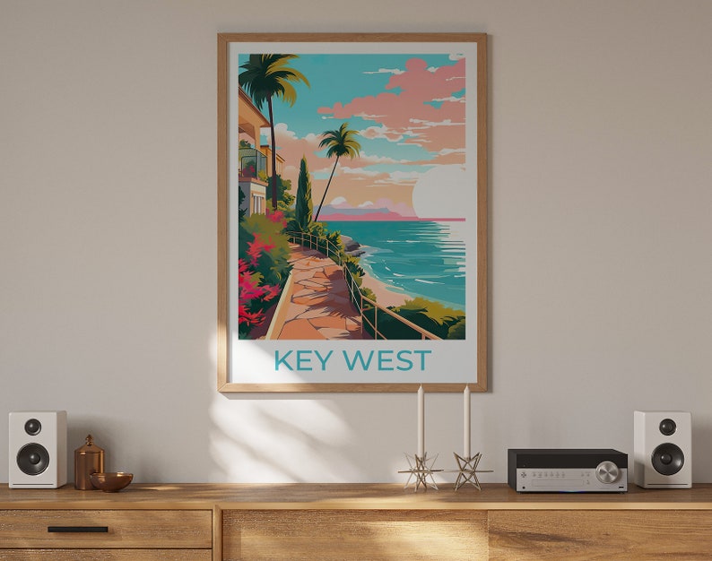Key West Travel Poster, Key West Wall Art, Key West Print, Florida Poster, Florida Art, Florida Keys Poster, Poster Art, Wall Decor