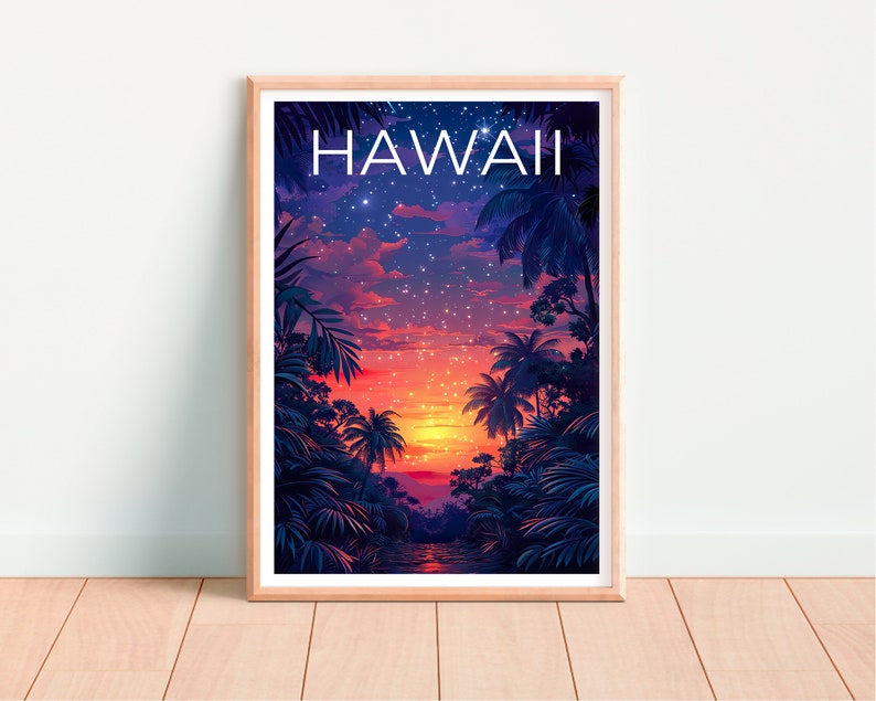 Hawaii Poster, Hawaii Print, Tropical Island Art, Island Print, Hawaii Gift, Vacation Poster, Hawaii Art