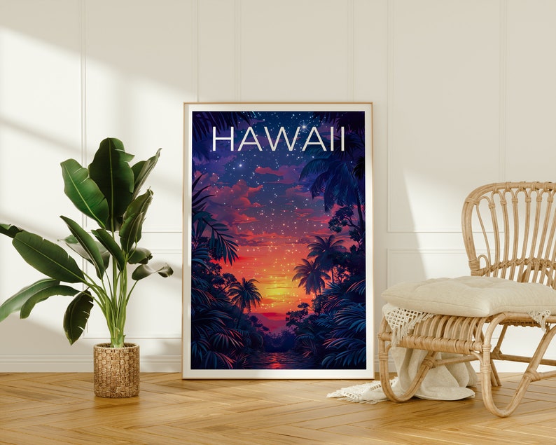 Hawaii Poster, Hawaii Print, Tropical Island Art, Island Print, Hawaii Gift, Vacation Poster, Hawaii Art