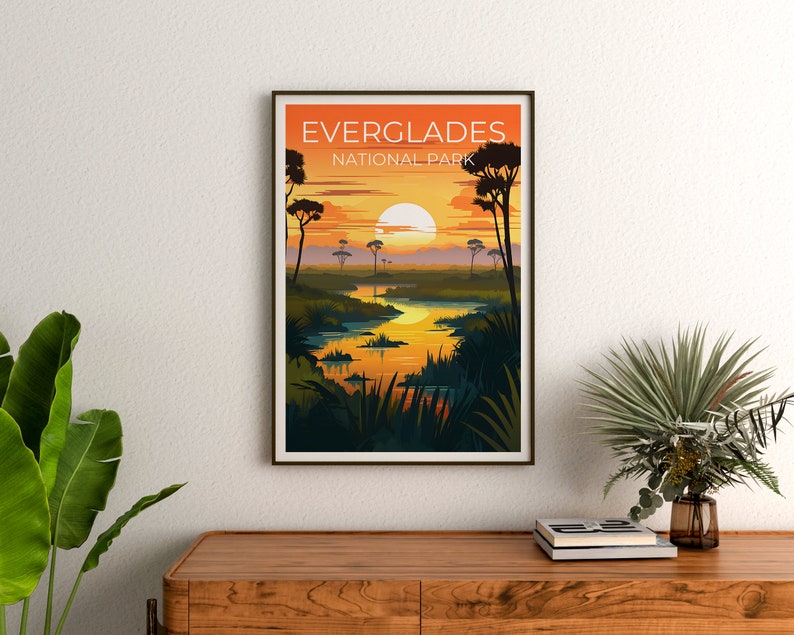 Affiche de voyage des Everglades, art mural de Floride, impression de Floride, affiche des Everglades, affiche de la nature sauvage, affiche de la nature, impression des Everglades