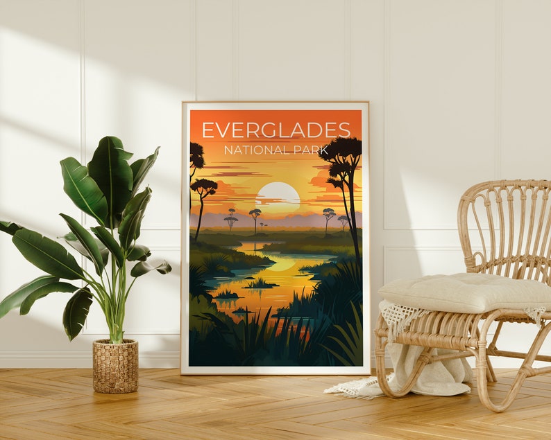 Affiche de voyage des Everglades, art mural de Floride, impression de Floride, affiche des Everglades, affiche de la nature sauvage, affiche de la nature, impression des Everglades