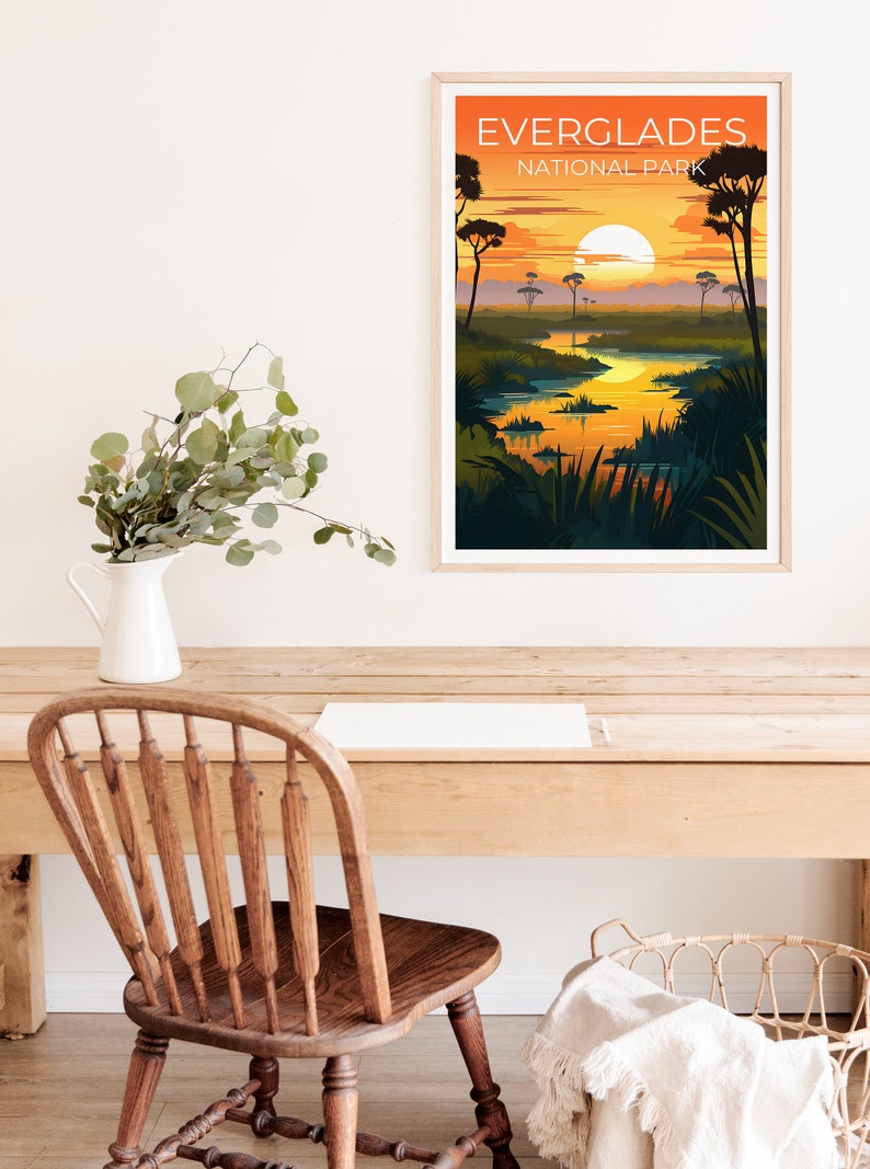 Affiche de voyage des Everglades, art mural de Floride, impression de Floride, affiche des Everglades, affiche de la nature sauvage, affiche de la nature, impression des Everglades