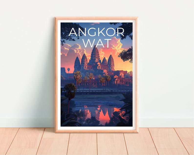 Angkor Wat Travel Poster, Cambodia Wall Art, Cambodia Print, Angkor Wat Poster, Camodia Poster, Siem Reap Poster, Angkor Wat Print