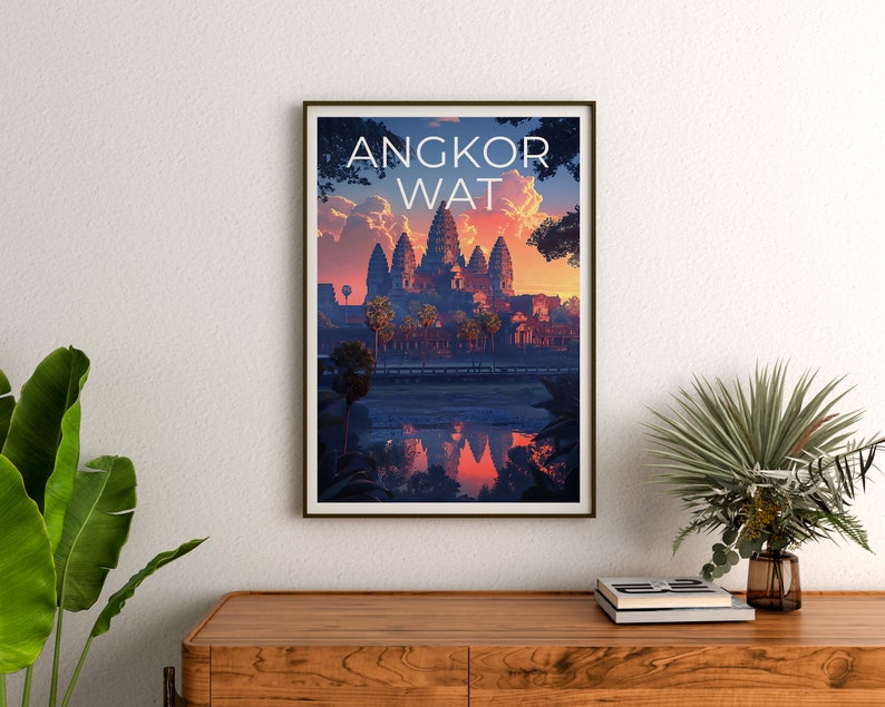 Angkor Wat Travel Poster, Cambodia Wall Art, Cambodia Print, Angkor Wat Poster, Camodia Poster, Siem Reap Poster, Angkor Wat Print