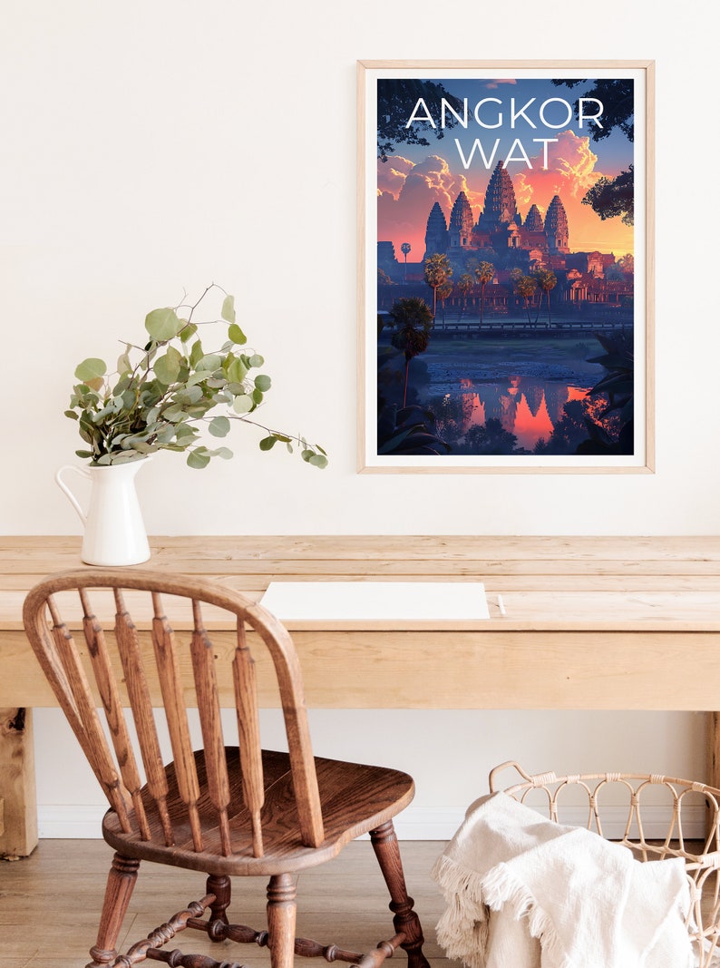 Angkor Wat Travel Poster, Cambodia Wall Art, Cambodia Print, Angkor Wat Poster, Camodia Poster, Siem Reap Poster, Angkor Wat Print