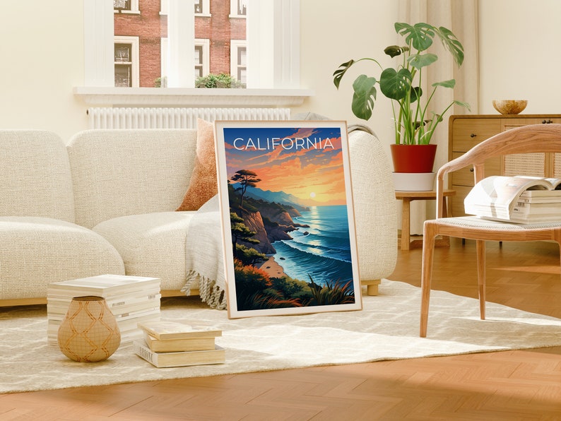 Affiche de Californie, Impression de Californie, Art côtier, Impression côtière, Affiche de voyage en Californie, Affiche côtière, Art côtier
