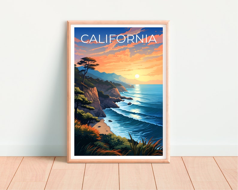 Affiche de Californie, Impression de Californie, Art côtier, Impression côtière, Affiche de voyage en Californie, Affiche côtière, Art côtier
