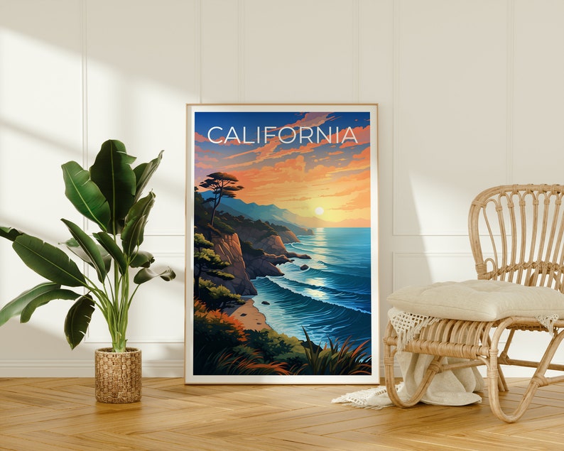 Affiche de Californie, Impression de Californie, Art côtier, Impression côtière, Affiche de voyage en Californie, Affiche côtière, Art côtier