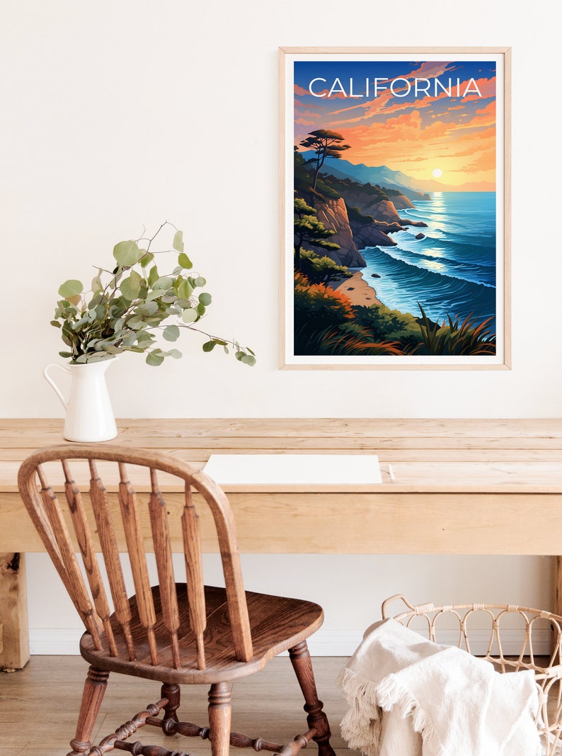 Affiche de Californie, Impression de Californie, Art côtier, Impression côtière, Affiche de voyage en Californie, Affiche côtière, Art côtier