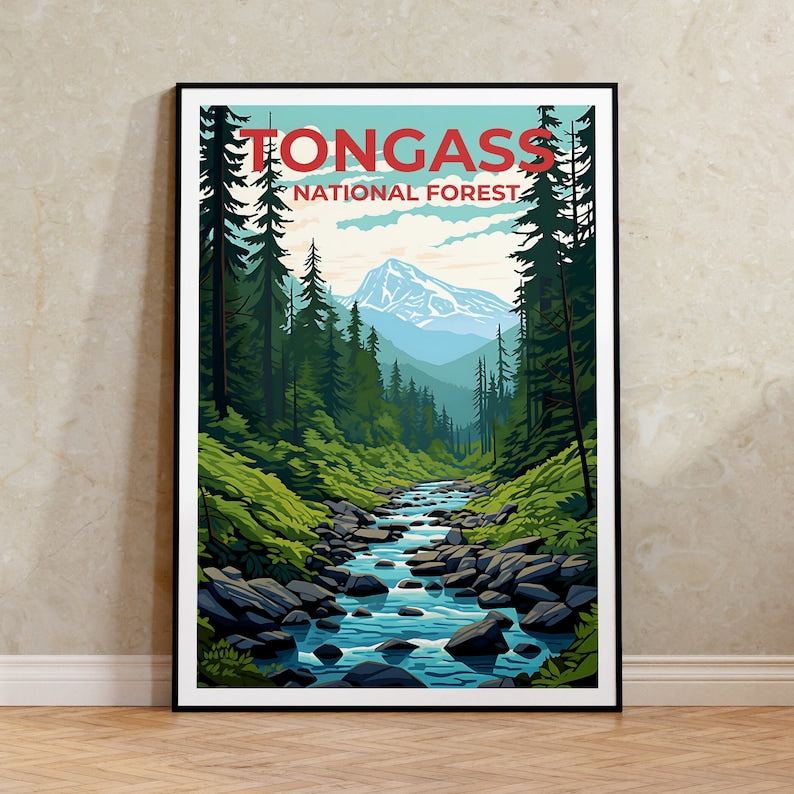 Tongass National Forest Travel Poster, Alaska Wall Art, Alaska Print, Tongass poster, Forest poster, Nature poster,