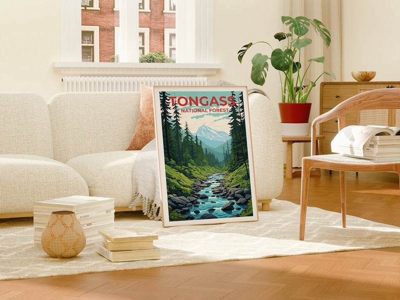 Tongass National Forest Travel Poster, Alaska Wall Art, Alaska Print, Tongass poster, Forest poster, Nature poster,