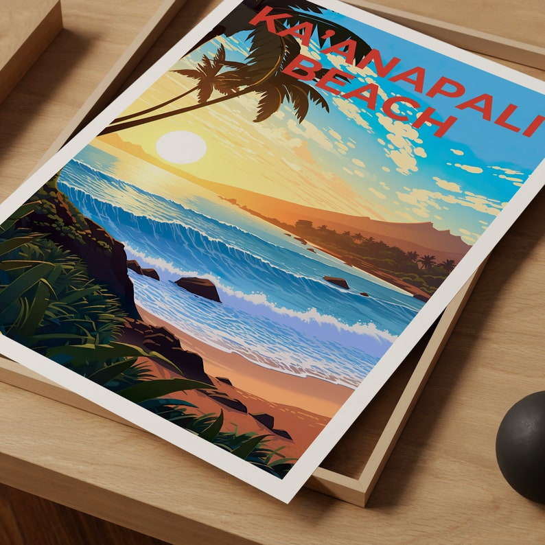 Ka'anapali Beach Travel Poster, Ka'anapali Wall Art, Hawaii Print, Hawaii Poster, Kaanapali Poster, Hawaii Island Poster