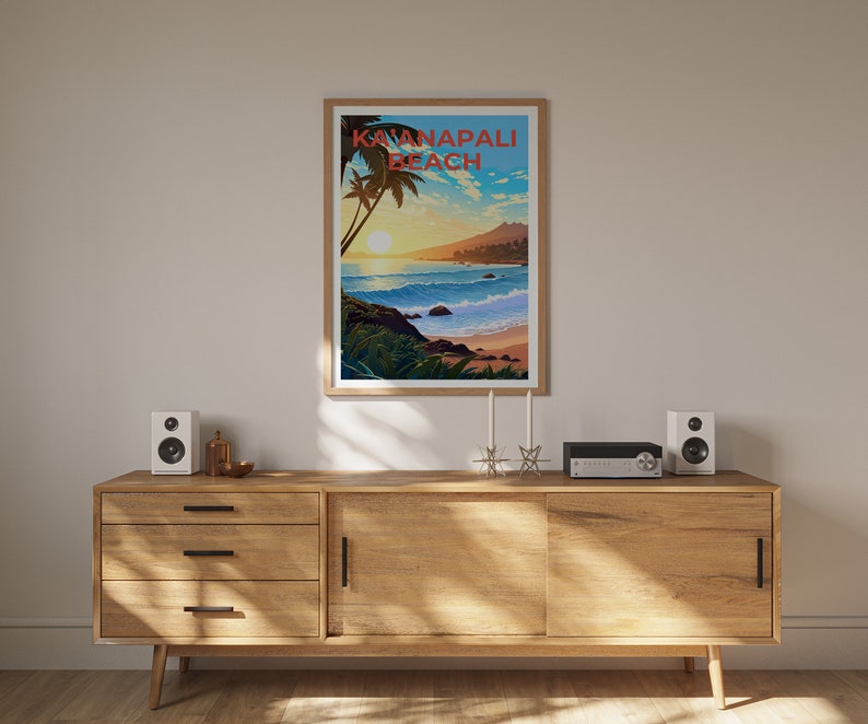 Ka'anapali Beach Travel Poster, Ka'anapali Wall Art, Hawaii Print, Hawaii Poster, Kaanapali Poster, Hawaii Island Poster