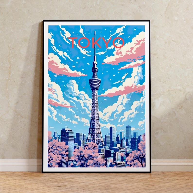 Tokyo Travel Poster, Tokyo Skytree Wall Art, Tokyo Print, Tokyo Poster, Tokyo Skytree Art, Asia Poster, Poster Art, Wall Decor