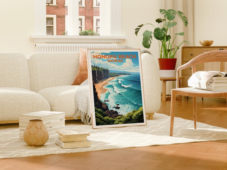 Honopu Beach Travel Poster, Hawaii Wall Art, Hawaii Print, Honopu Poster, Hawaii Poster, Nature Poster, Honopu Beach Art