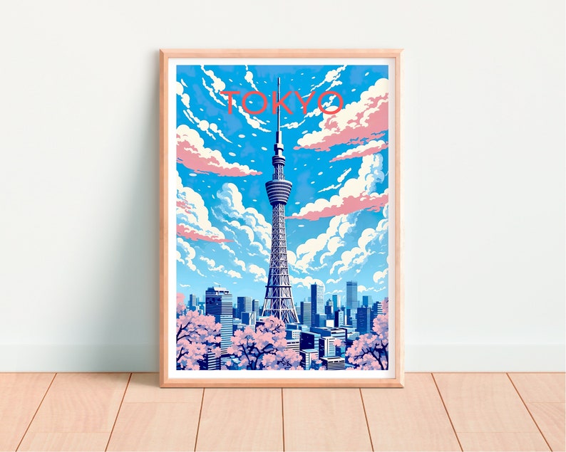 Tokyo Travel Poster, Tokyo Skytree Wall Art, Tokyo Print, Tokyo Poster, Tokyo Skytree Art, Asia Poster, Poster Art, Wall Decor