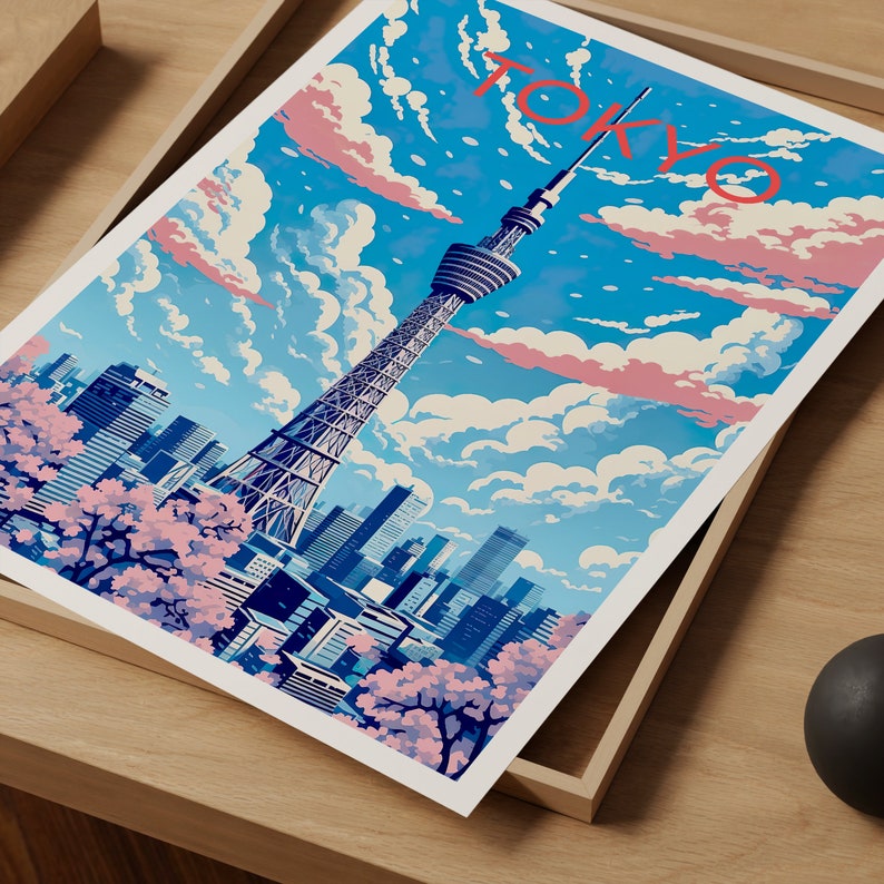 Tokyo Travel Poster, Tokyo Skytree Wall Art, Tokyo Print, Tokyo Poster, Tokyo Skytree Art, Asia Poster, Poster Art, Wall Decor