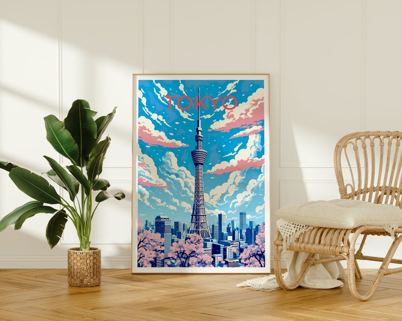 Tokyo Travel Poster, Tokyo Skytree Wall Art, Tokyo Print, Tokyo Poster, Tokyo Skytree Art, Asia Poster, Poster Art, Wall Decor
