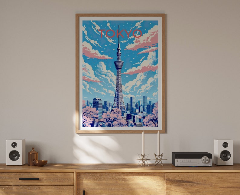 Tokyo Travel Poster, Tokyo Skytree Wall Art, Tokyo Print, Tokyo Poster, Tokyo Skytree Art, Asia Poster, Poster Art, Wall Decor