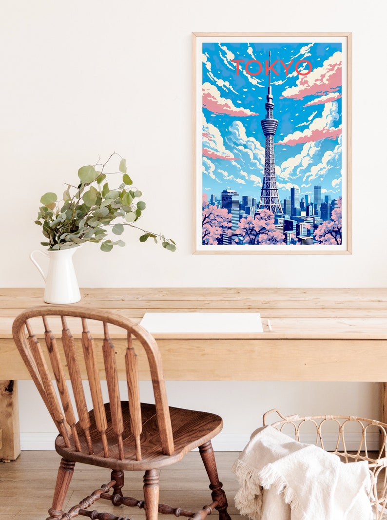 Tokyo Travel Poster, Tokyo Skytree Wall Art, Tokyo Print, Tokyo Poster, Tokyo Skytree Art, Asia Poster, Poster Art, Wall Decor