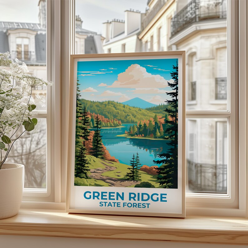 Green Ridge State Forest Travel Print Maryland Poster Forest Wall Art Mountain Illustration Green Ridge Poster Home Decor Birthday Gift