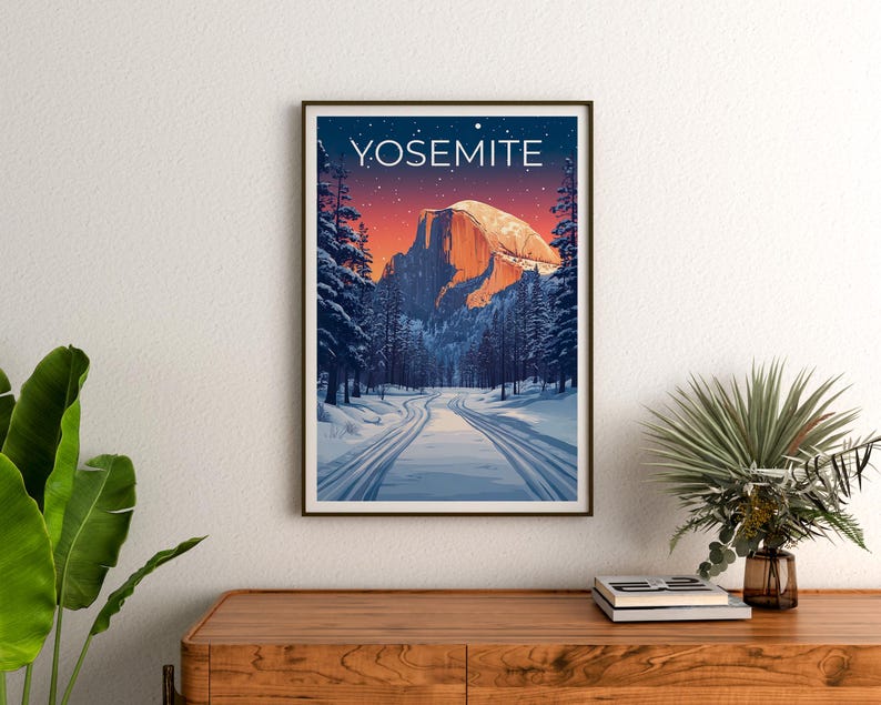 Affiche du parc national de Yosemite, impression de Californie, affiche Half Dome, affiche de la forêt, cadeau de Yosemite, affiche de Californie