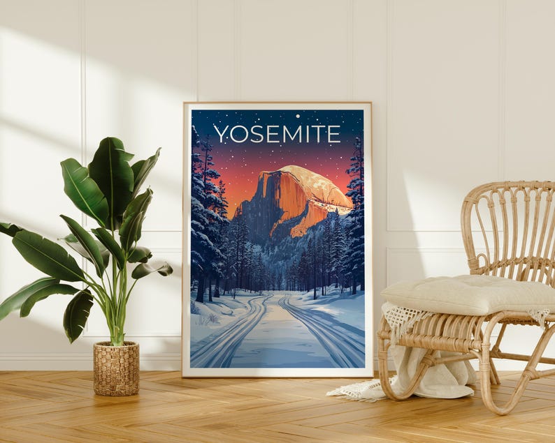 Affiche du parc national de Yosemite, impression de Californie, affiche Half Dome, affiche de la forêt, cadeau de Yosemite, affiche de Californie