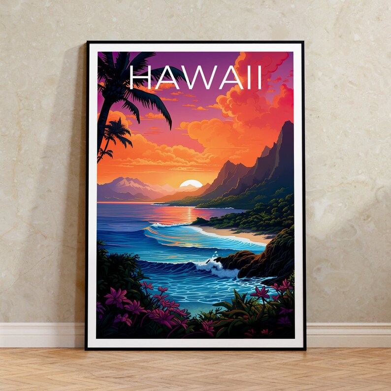 Hawaii Poster, Hawaii Print, Coast Poster, Beach Print, Hawaii Travel Poster, Tropical Island Poster, Hawaii Art